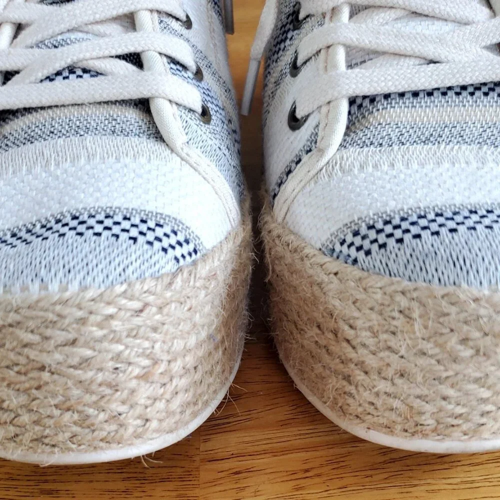 BOBS from Skechers Cream and Navy Espadrille Platform Sneakers